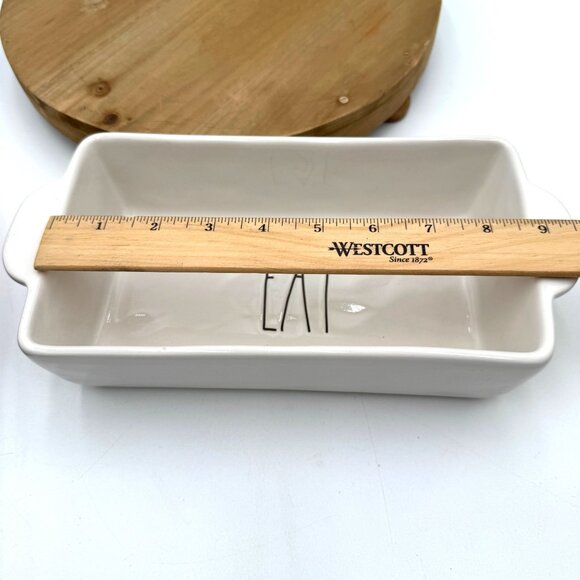 White "EAT" Loaf Pan Rae Dunn Heavy Durable All Purpose - Picture 8 of 9